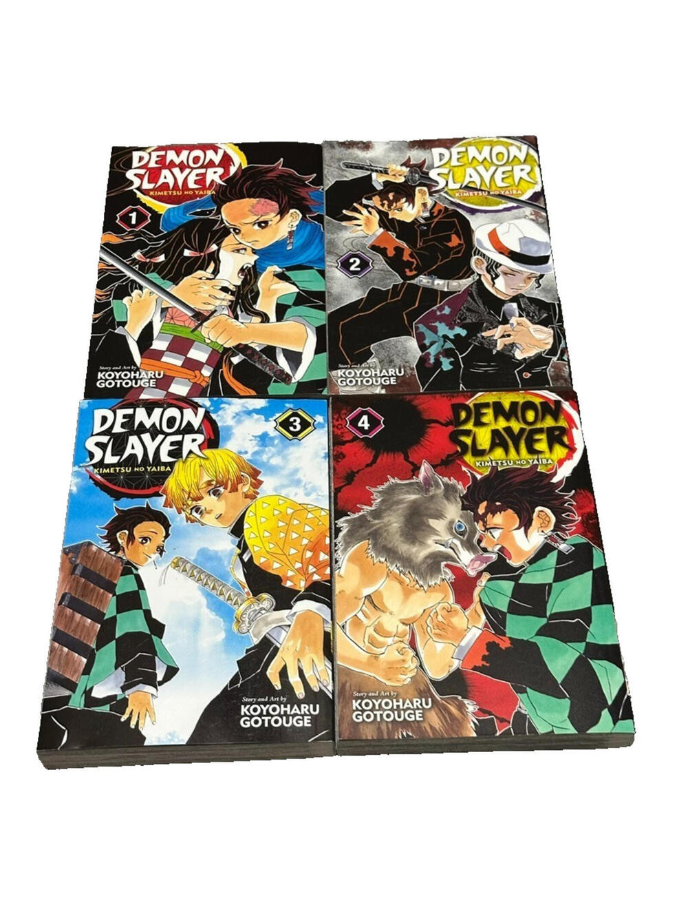 Demon Slayer English Book Volumes 1-4 Paperback Set Kimetsu No Yaiba Anime Lot
